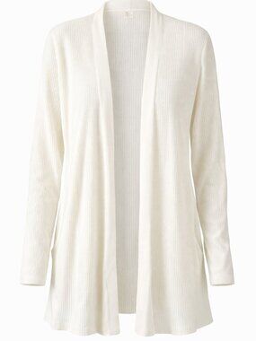 A New Day White Ribbed Open Front Cardigan Sweater XL